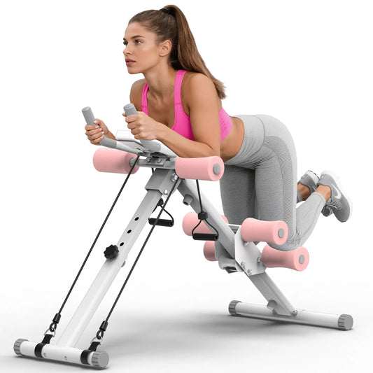 RELIFE SPORTS Foldable Adjustable Ab Trainer with LCD Monitor for Women - 440LBS Capacity, 5-Level Height & 2-Level Incline, Home Gym Equipment, Ideal Gift for Fitness Beginners